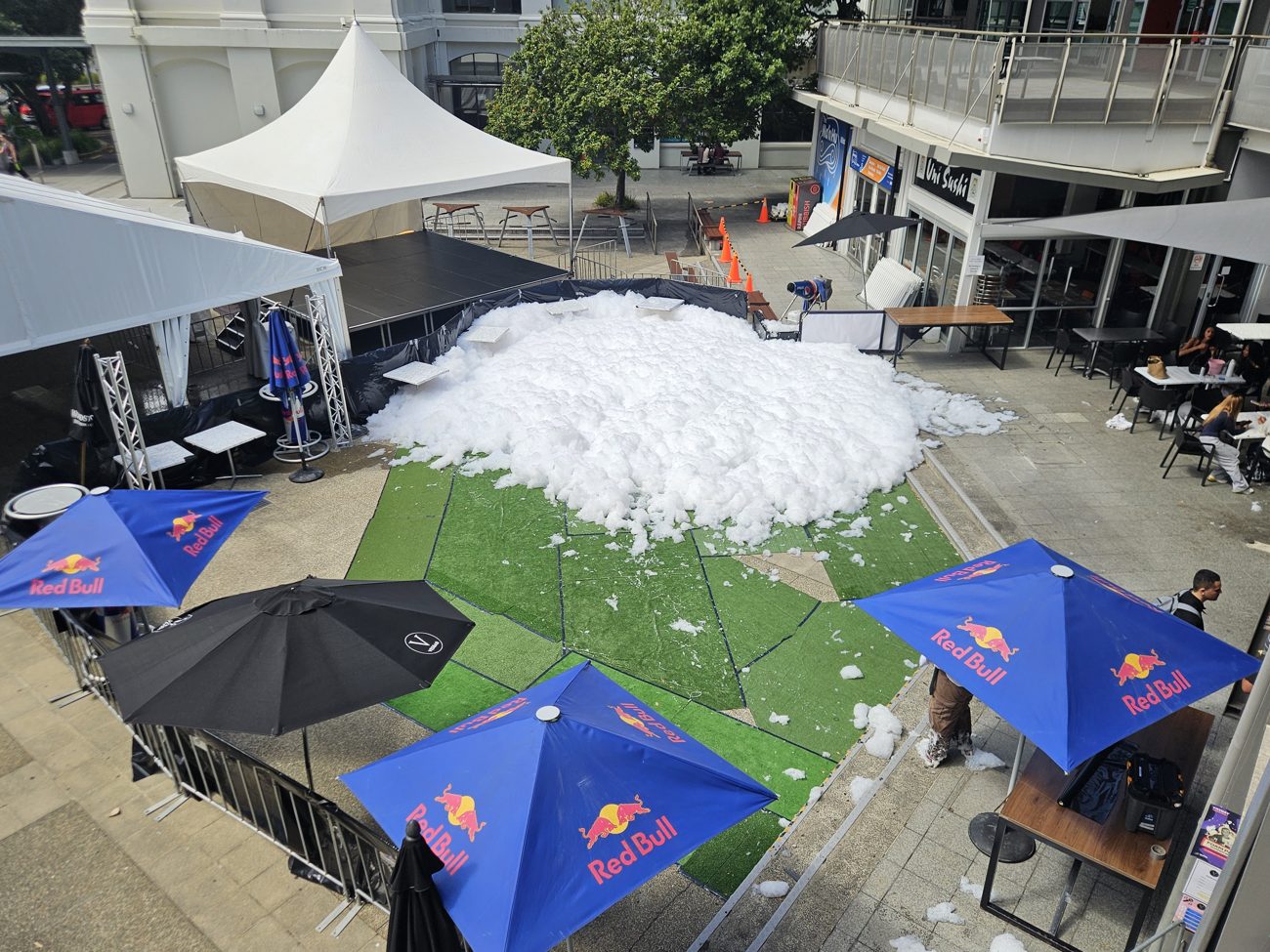 Courtyard foam pit — campus event