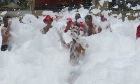 Cowboy-hat foam pit good times