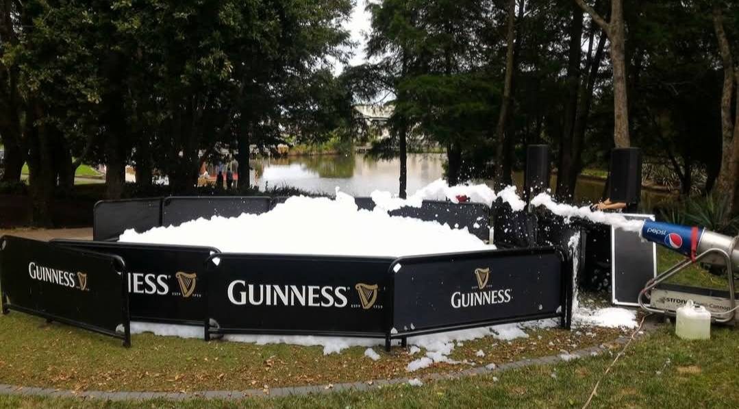 Foam party in full swing after dark